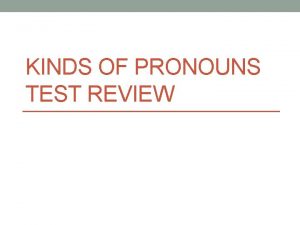KINDS OF PRONOUNS TEST REVIEW Interrogative Pronouns An