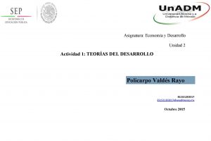 Asignatura Economa y Desarrollo Unidad 2 Actividad 1