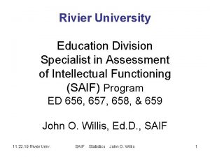 Rivier University Education Division Specialist in Assessment of