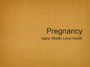 Pregnancy Upper Middle Level Health Pregnancy We have
