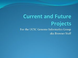 Current and Future Projects For the UCSC Genome