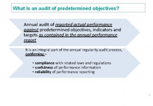 Predetermined objectives