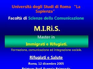 Universit degli Studi di Roma La Sapienza Facolt