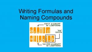 Writing Formulas and Naming Compounds Binary Compounds Compounds