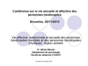 Confrence sur la vie sexuelle et affective des