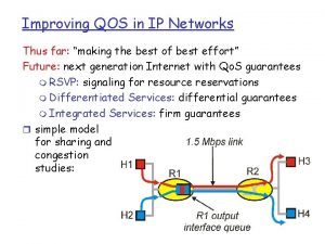 Improving QOS in IP Networks Thus far making