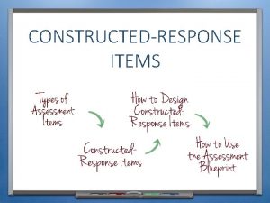 CONSTRUCTEDRESPONSE ITEMS INTRODUCTION PURPOSE Students select a response