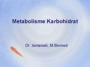 Metabolisme Karbohidrat Dr Ismawati M Biomed Karbohidrat Adalah