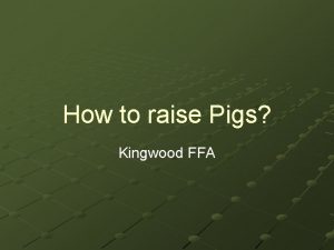 How to raise Pigs Kingwood FFA What do