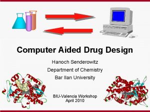 Computer Aided Drug Design Hanoch Senderowitz Department of