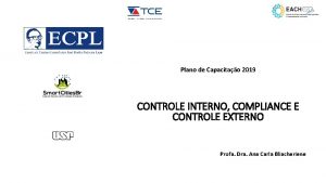 Plano de Capacitao 2019 CONTROLE INTERNO COMPLIANCE E