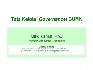 Tata Kelola Governance BUMN Miko Kamal Ph D