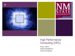 High Performance Computing HPC Dusan Jolovic Jelena Karapetrovic