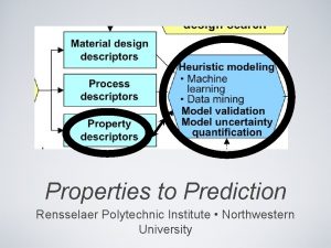 Properties to Prediction Rensselaer Polytechnic Institute Northwestern University