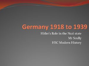 Germany 1918 to 1939 Hitlers Role in the