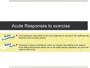 Acute Responses to exercise What are acute responses