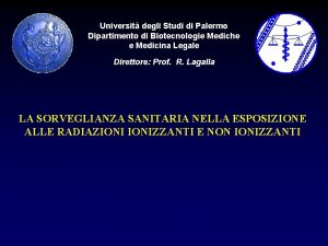 Universit degli Studi di Palermo Dipartimento di Biotecnologie