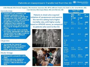 Patients on Vasopressors Transferred from the ED Aidin