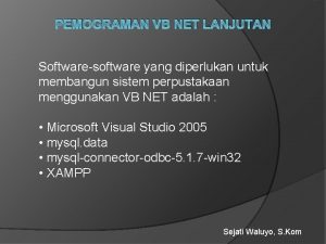 PEMOGRAMAN VB NET LANJUTAN Softwaresoftware yang diperlukan untuk