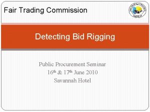 Fair Trading Commission Detecting Bid Rigging Public Procurement