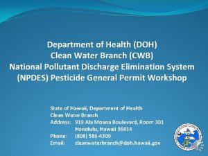 Department of health clean water branch