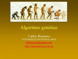 Algoritmo gentico Carlos Reynoso UNIVERSIDAD DE BUENOS AIRES