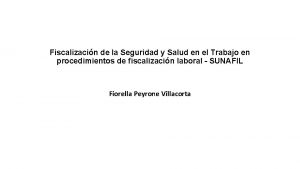 Fiscalizacin de la Seguridad y Salud en el