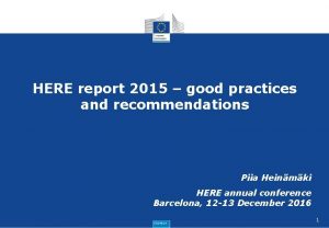 HERE report 2015 good practices and recommendations Piia