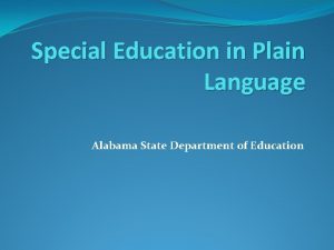 Special education in plain language