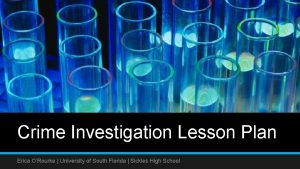 Criminal investigation lesson plans