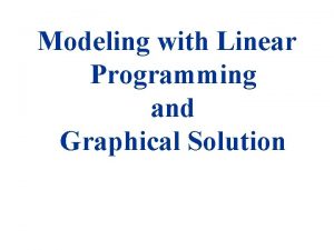 Modeling with Linear Programming and Graphical Solution Steps