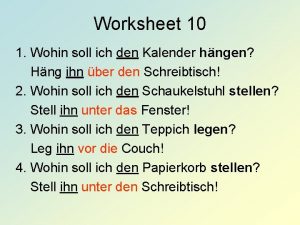 Worksheet 10 1 Wohin soll ich den Kalender