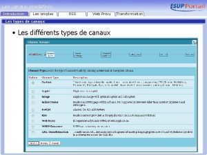 Les canaux prdfinis Introduction Les simples RSS Web