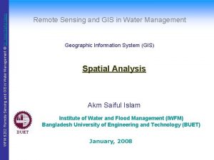 WFM 6202 Remote Sensing and GIS in Water