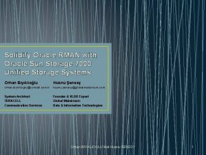 Solidify Oracle RMAN with Oracle Sun Storage 7000