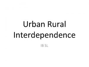 Urban Rural Interdependence IB SL Counterurbanisation The process
