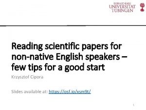 Reading scientific papers for nonnative English speakers few