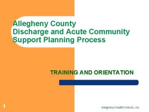 Allegheny County Discharge and Acute Community Support Planning