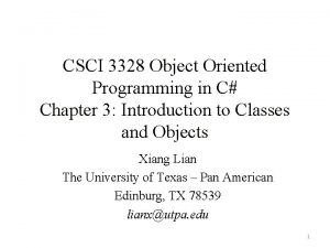 CSCI 3328 Object Oriented Programming in C Chapter