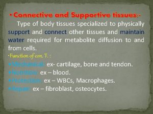 Connective and Supportive tissues Type of body tissues