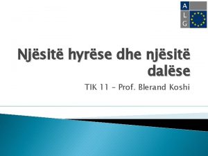 Njsit hyrse dhe njsit dalse TIK 11 Prof