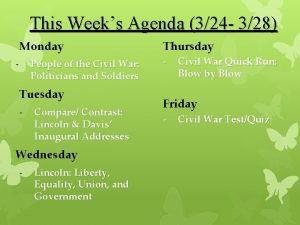 This Weeks Agenda 324 328 Monday People of