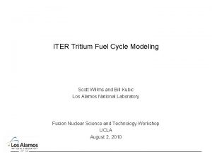 ITER Tritium Fuel Cycle Modeling Scott Willms and