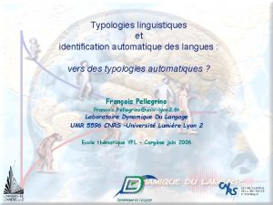 Typologies linguistiques et identification automatique des langues vers