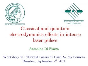 Classical and quantum electrodynamics eects in intense laser