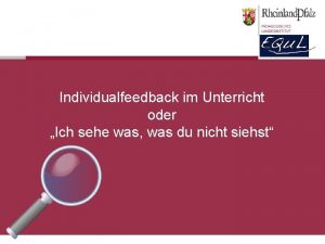 Individualfeedback im Unterricht oder Ich sehe was was