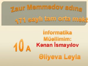 nformatika Mllimim Knan smaylov liyeva Leyla Bilikd qeyrimyynliyin