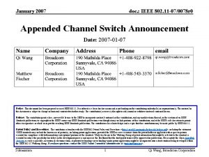 January 2007 doc IEEE 802 11 070078 r