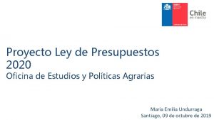 Proyecto Ley de Presupuestos 2020 Oficina de Estudios