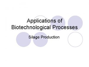 Applications of Biotechnological Processes Silage Production l Cattle